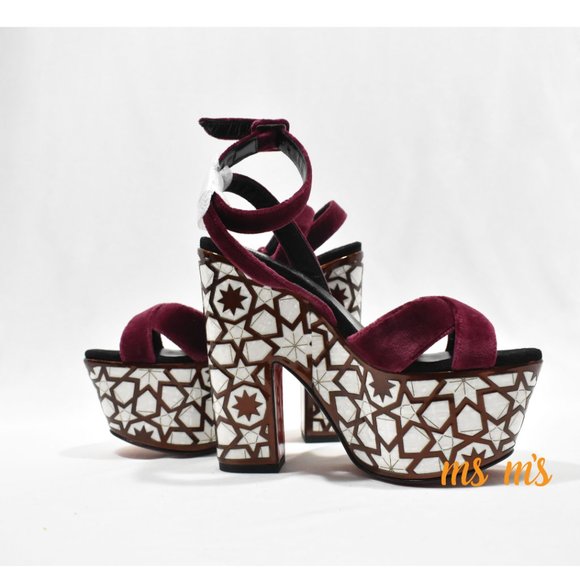 NIB CHRISTIAN LOUBOUTIN Velvet Platform Sandals Heels - Picture 5 of 9